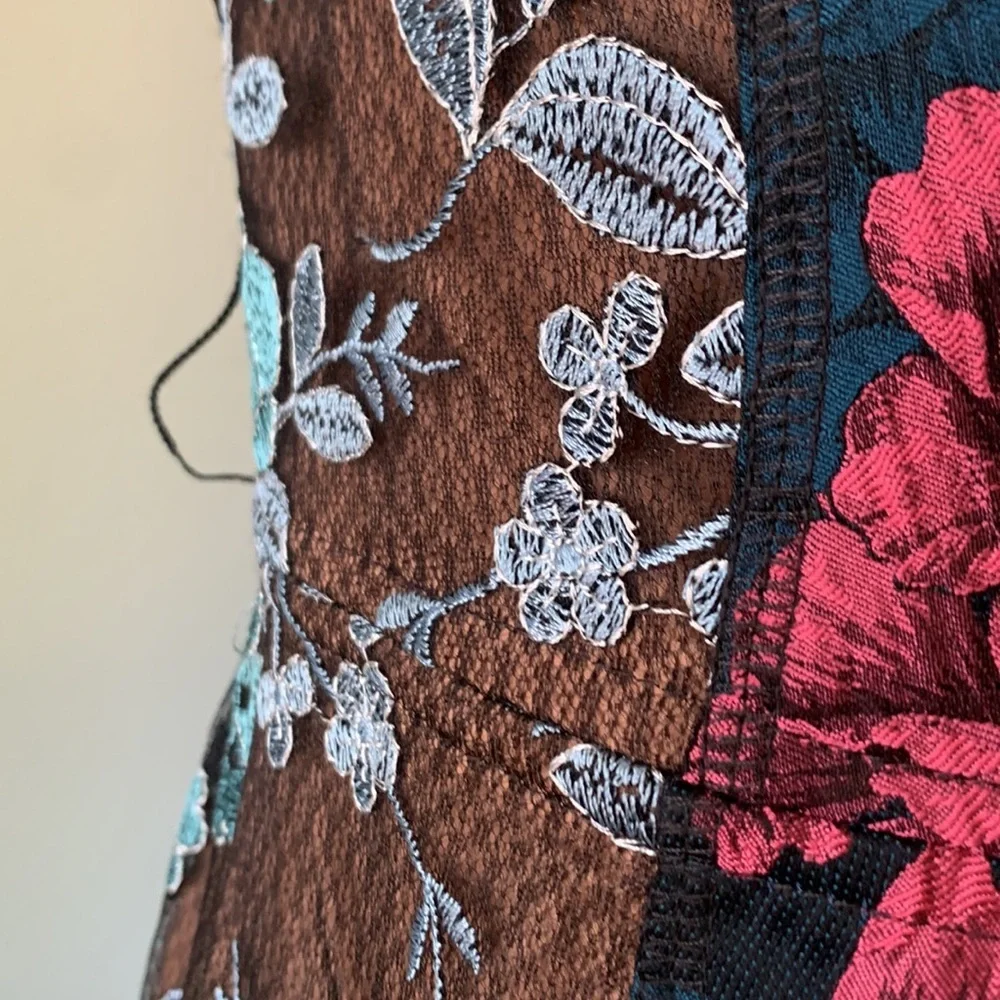 Anthropologie Byron Lars “Beguile” Pieced Brocade Dress Embroidered Floral Sz 2P - Picture 14 of 16